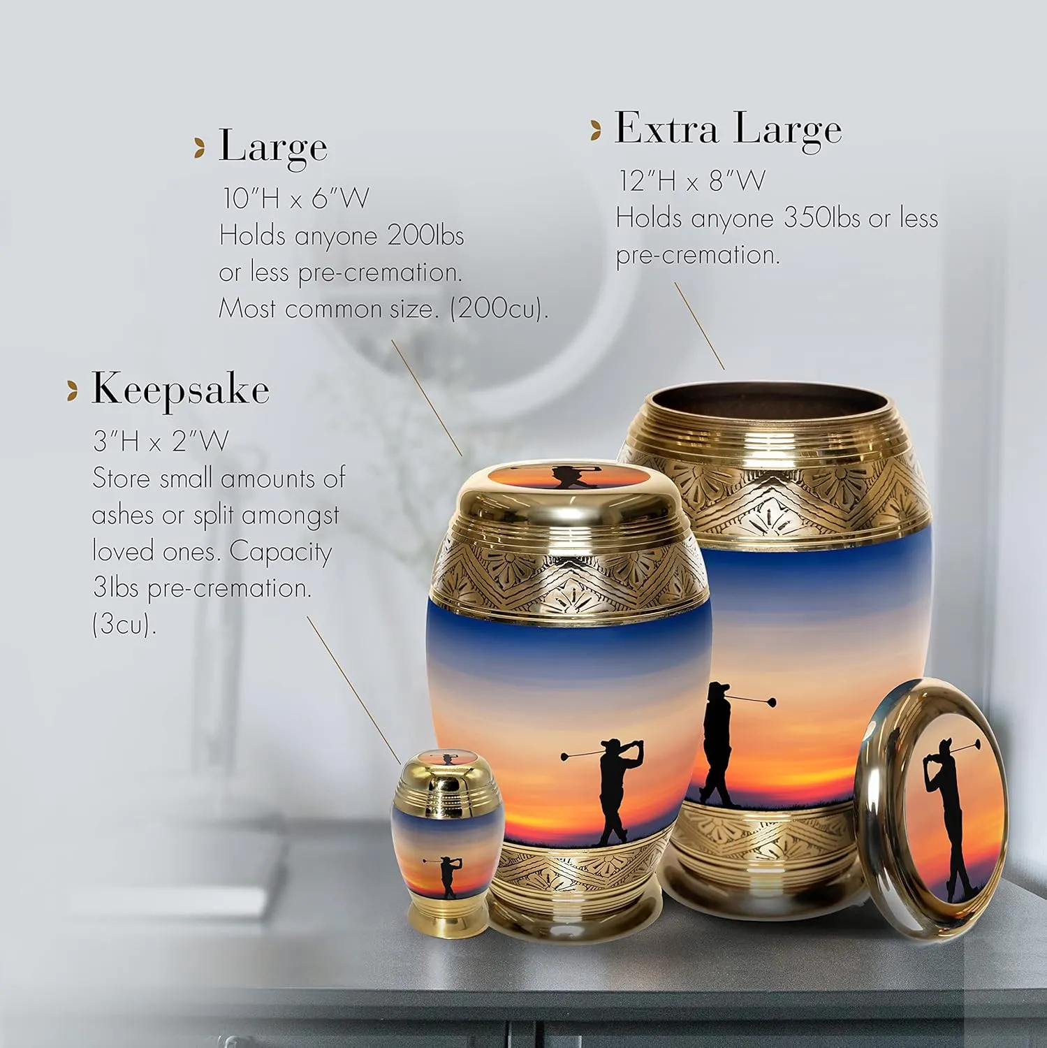 Gone Golfing Cremation Urn for Ashes Adult Male - Beautifully Handcrafted & Personalized Cremation Urns for Human Ashes Adult Man