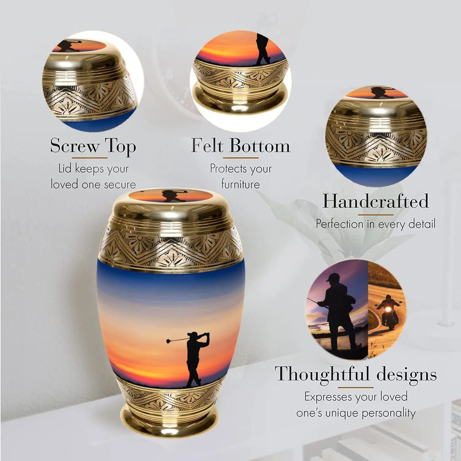Gone Golfing Cremation Urn for Ashes Adult Male - Beautifully Handcrafted & Personalized Cremation Urns for Human Ashes Adult Man