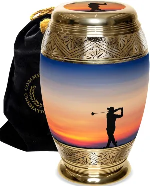 Gone Golfing Cremation Urn for Ashes Adult Male - Beautifully Handcrafted & Personalized Cremation Urns for Human Ashes Adult Man