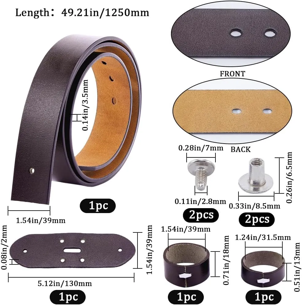 GORGECRAFT 49 Inch Cowhide Belt Strap Replacement 1-1/2"(38mm) Wide Genuine Leather Western Men's Waist Belt Strap Accessories Without Buckle with Iron Screws for Casual Jeans Dress Coconut Brown