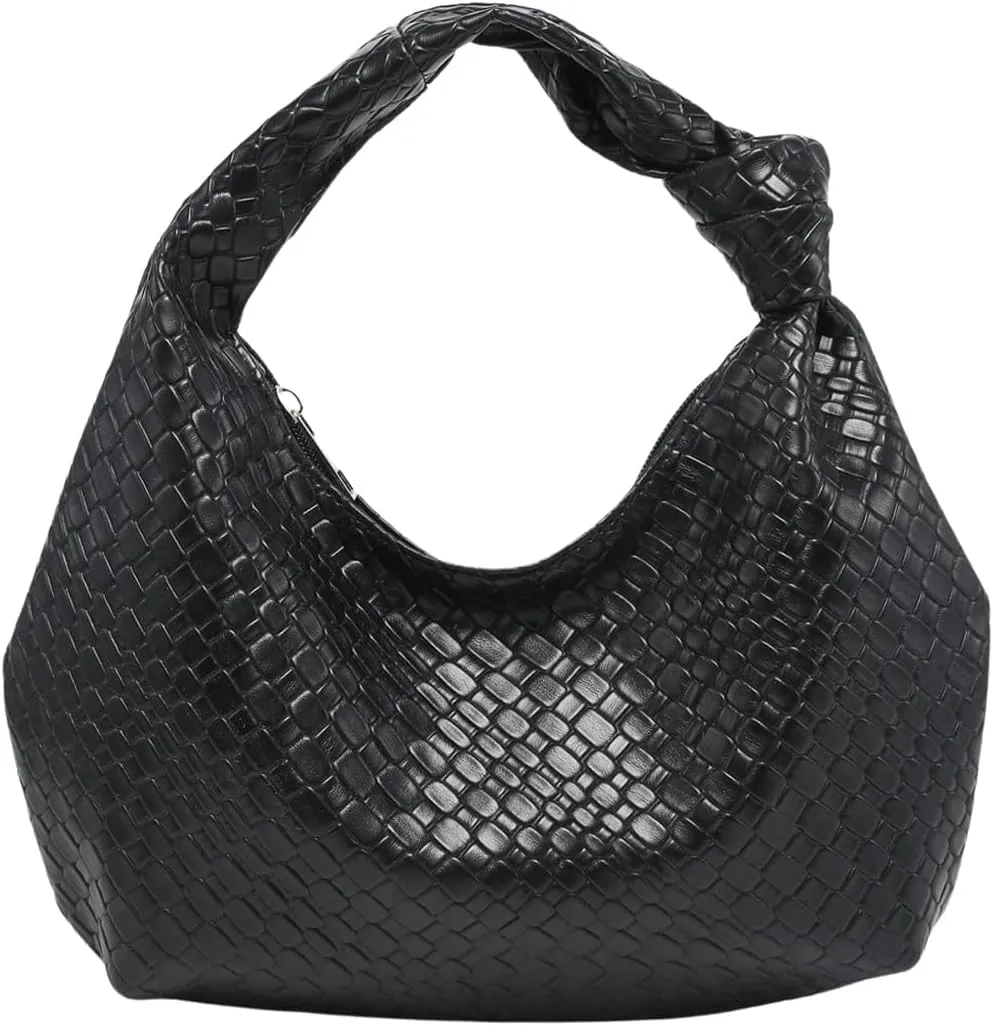 GORGLITTER Women's Hobo Purses Woven Purse Knot Leather Tote Bag