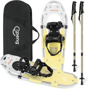 Gpeng Snowshoes for Men Women Youth Kids, Light Weight Aluminum Snow Shoes with Trekking Poles, Crampon Protector and Carrying Tote Bag (Navy Blue, 21 inch)