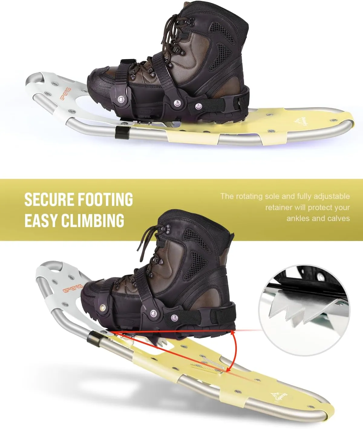 Gpeng Snowshoes for Men Women Youth Kids, Light Weight Aluminum Snow Shoes with Trekking Poles, Crampon Protector and Carrying Tote Bag (Navy Blue, 21 inch)