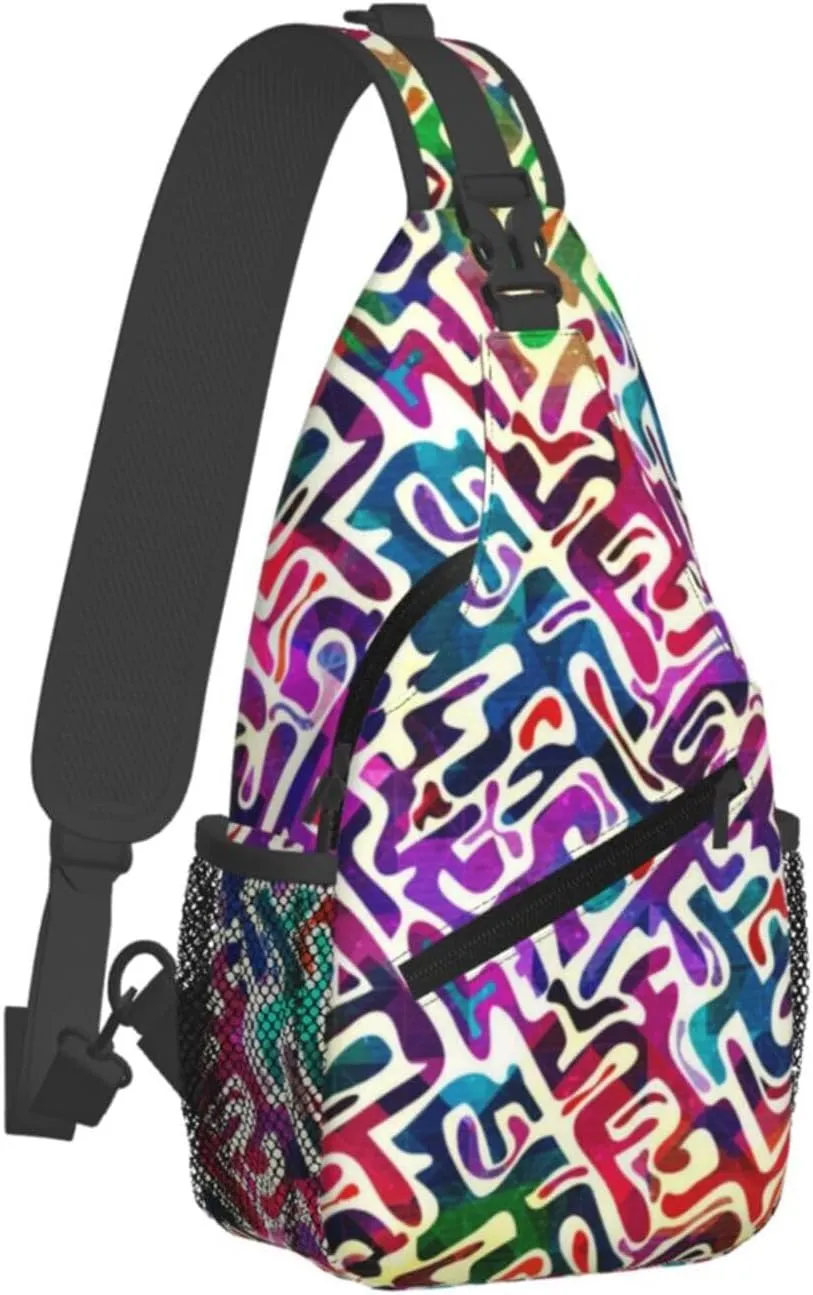 Graffiti Art Pattern Sling Backpack Women Men Travel Hiking Daypack Cool Graffiti Crossbody Shoulder Bag