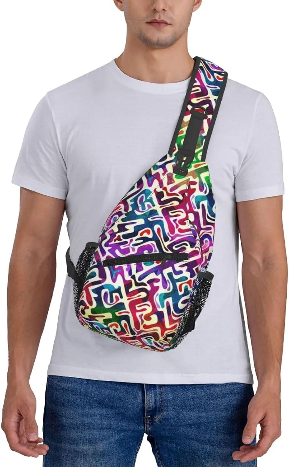 Graffiti Art Pattern Sling Backpack Women Men Travel Hiking Daypack Cool Graffiti Crossbody Shoulder Bag
