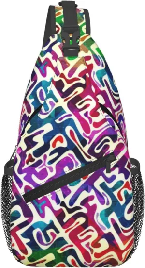 Graffiti Art Pattern Sling Backpack Women Men Travel Hiking Daypack Cool Graffiti Crossbody Shoulder Bag
