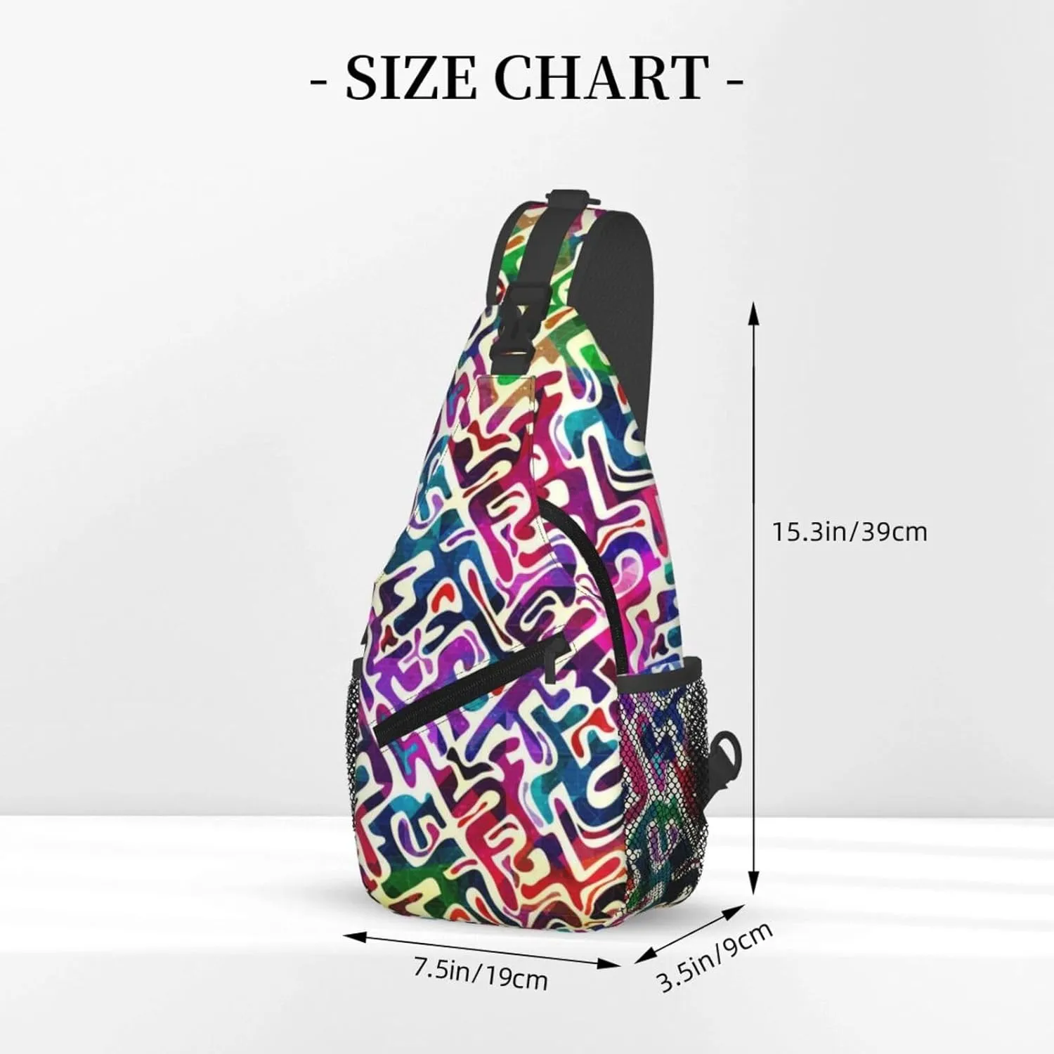 Graffiti Art Pattern Sling Backpack Women Men Travel Hiking Daypack Cool Graffiti Crossbody Shoulder Bag
