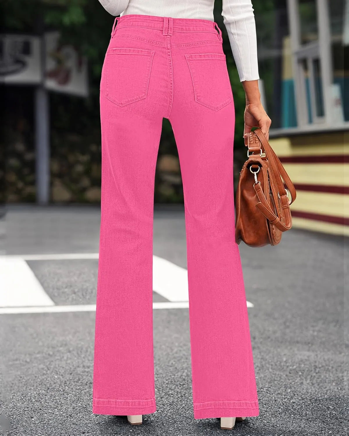 GRAPENT Womens Flare Jeans High Waisted Wide Leg Baggy Jean for Women Stretch Denim Pants