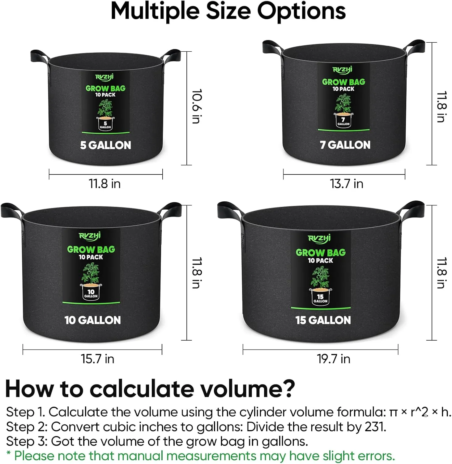 Grow Bags for Potato 5-Gallon: 10 Pack Black 350G Heavy Duty Thickened Fabric Pots with Handles & Labels - Nonwoven Gardening Containers for Growing Plants Vegetable Fruit Tomato Flowers Herbs