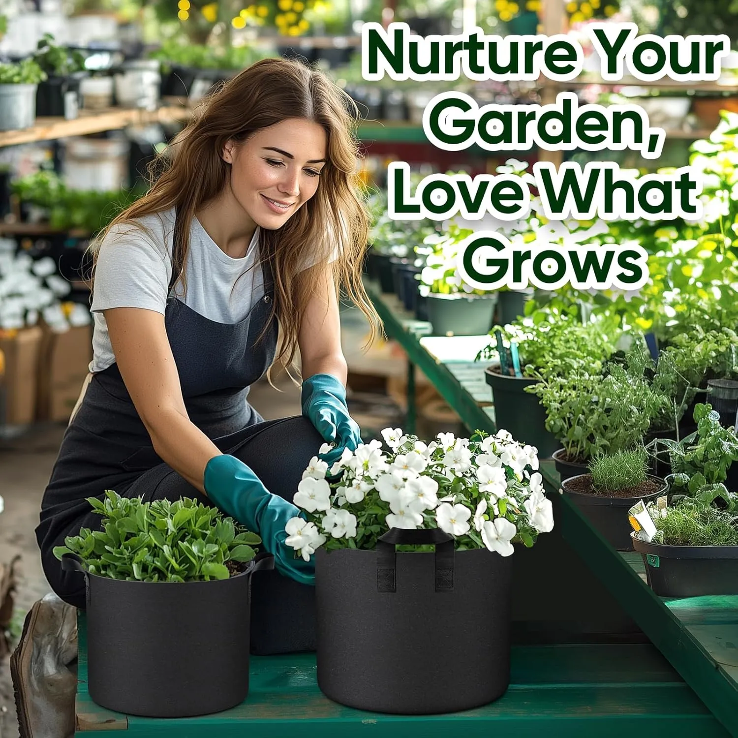 Grow Bags for Potato 5-Gallon: 10 Pack Black 350G Heavy Duty Thickened Fabric Pots with Handles & Labels - Nonwoven Gardening Containers for Growing Plants Vegetable Fruit Tomato Flowers Herbs