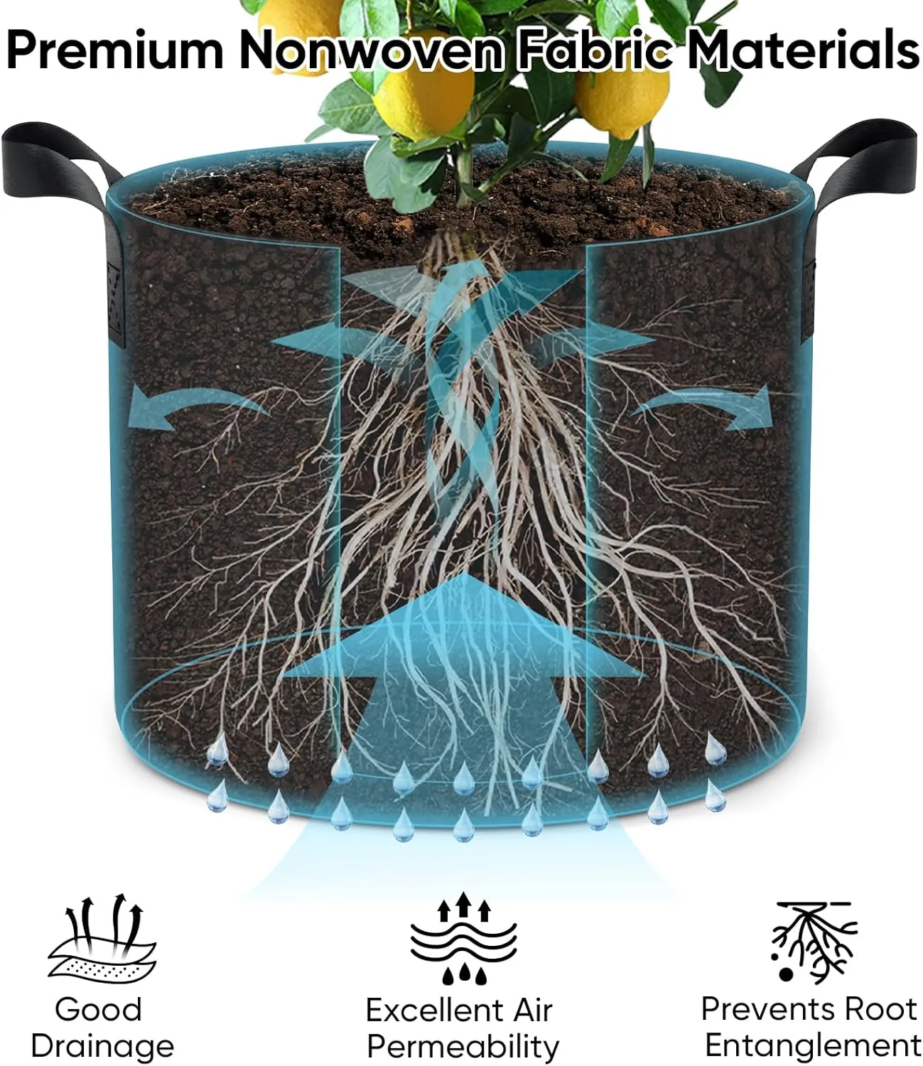 Grow Bags for Potato 5-Gallon: 10 Pack Black 350G Heavy Duty Thickened Fabric Pots with Handles & Labels - Nonwoven Gardening Containers for Growing Plants Vegetable Fruit Tomato Flowers Herbs