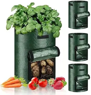 GrowGreen 7 Gallon Garden Growing Bags-6 Packs, Plant Grow Pots for Potato Strawberry Tomato Carrot & Other Vegetable, Heavy Duty Thickened Planting Container