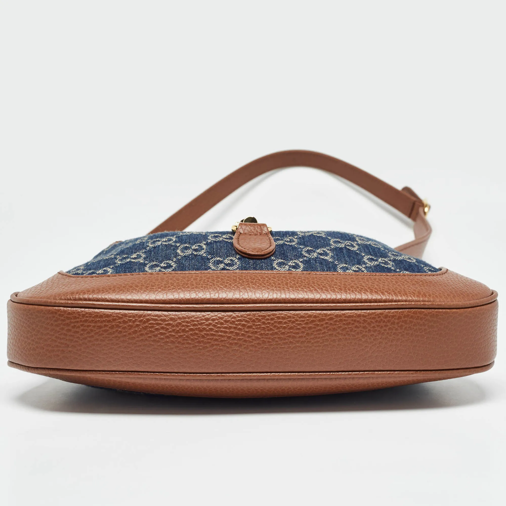 Gucci Blue/brown Gg Denim And Leather Small Jackie 1961 Hobo