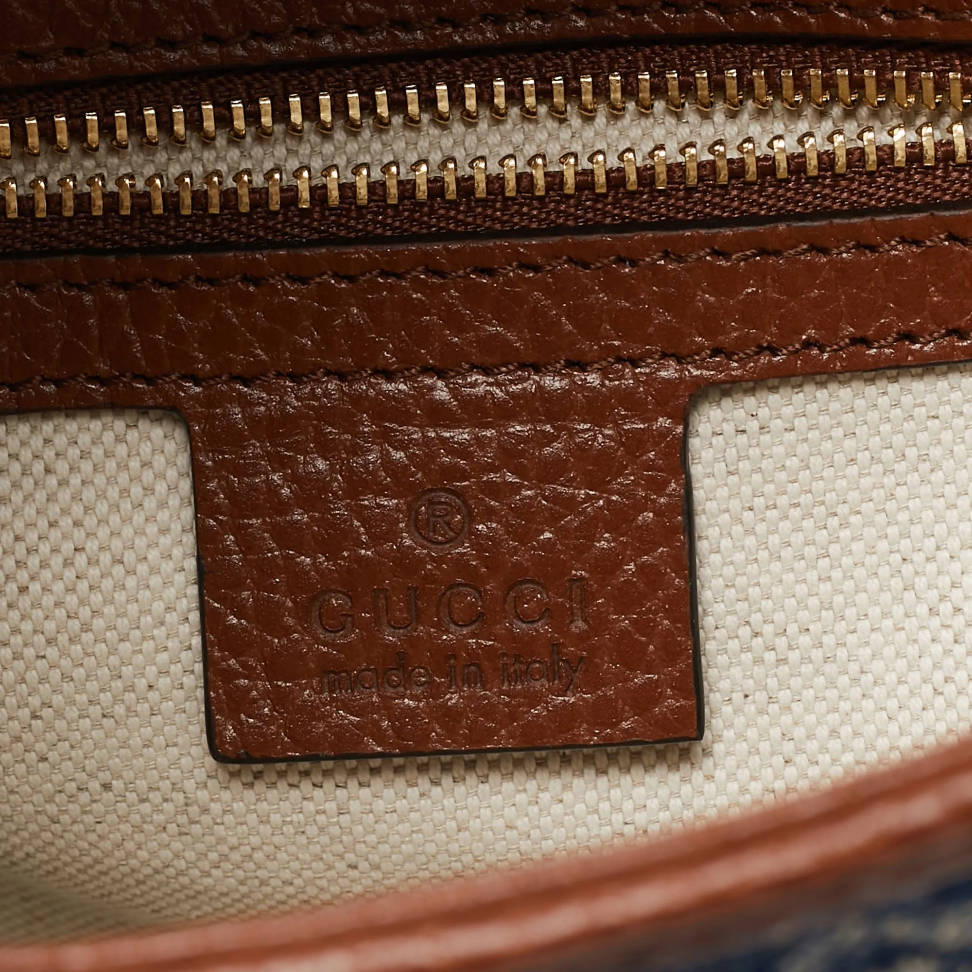 Gucci Blue/brown Gg Denim And Leather Small Jackie 1961 Hobo