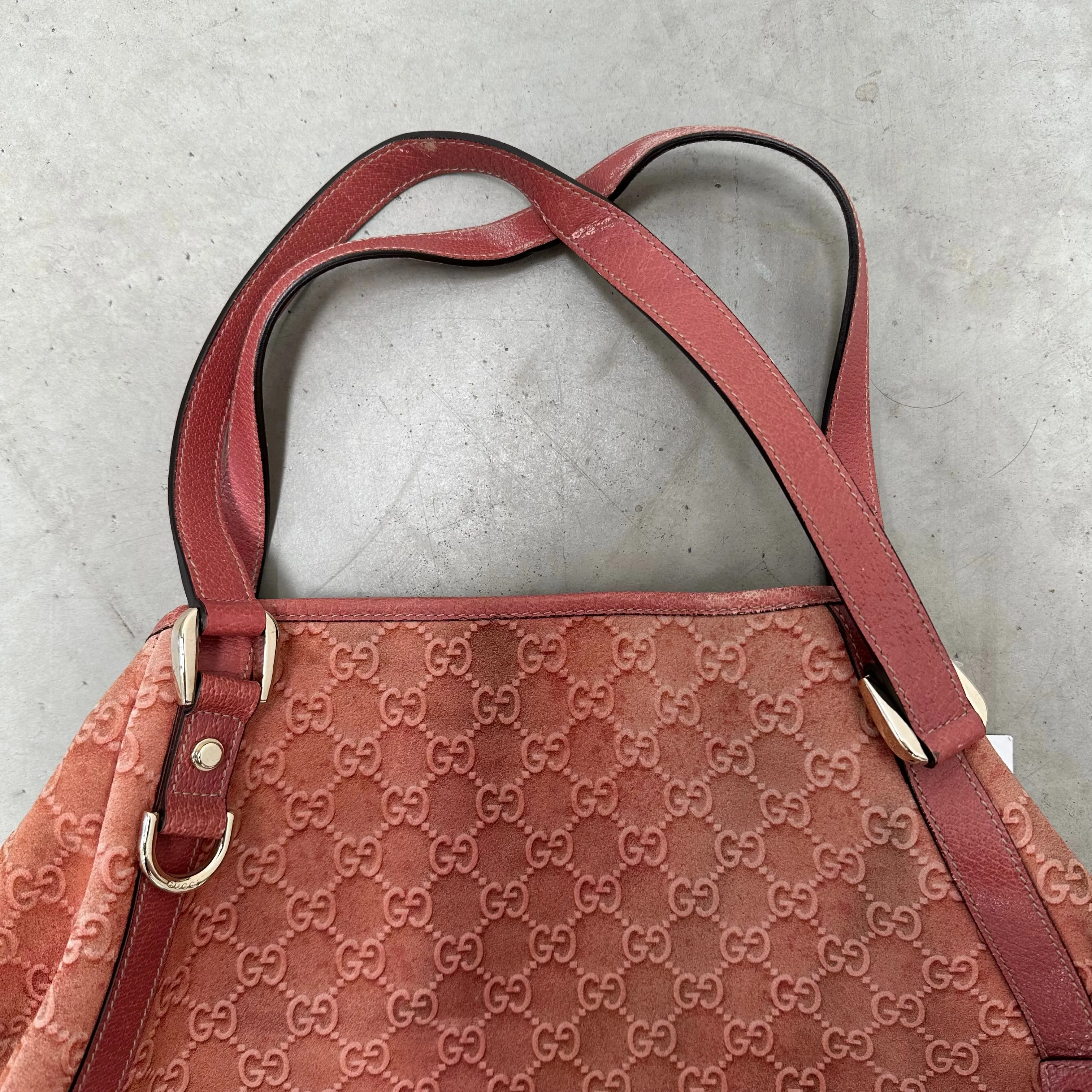 Gucci Pink Guccissima Nubuck and Leather Abbey Hobo Tote Bag