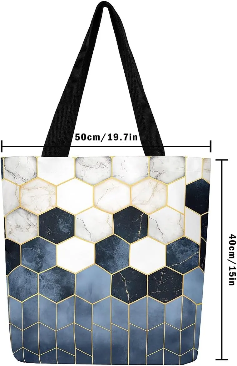 Guitar Canvas Tote Bag for Women,Music Stringed Instruments Large Capacity Gym Bag Flaming Grocery Shoulder Bag