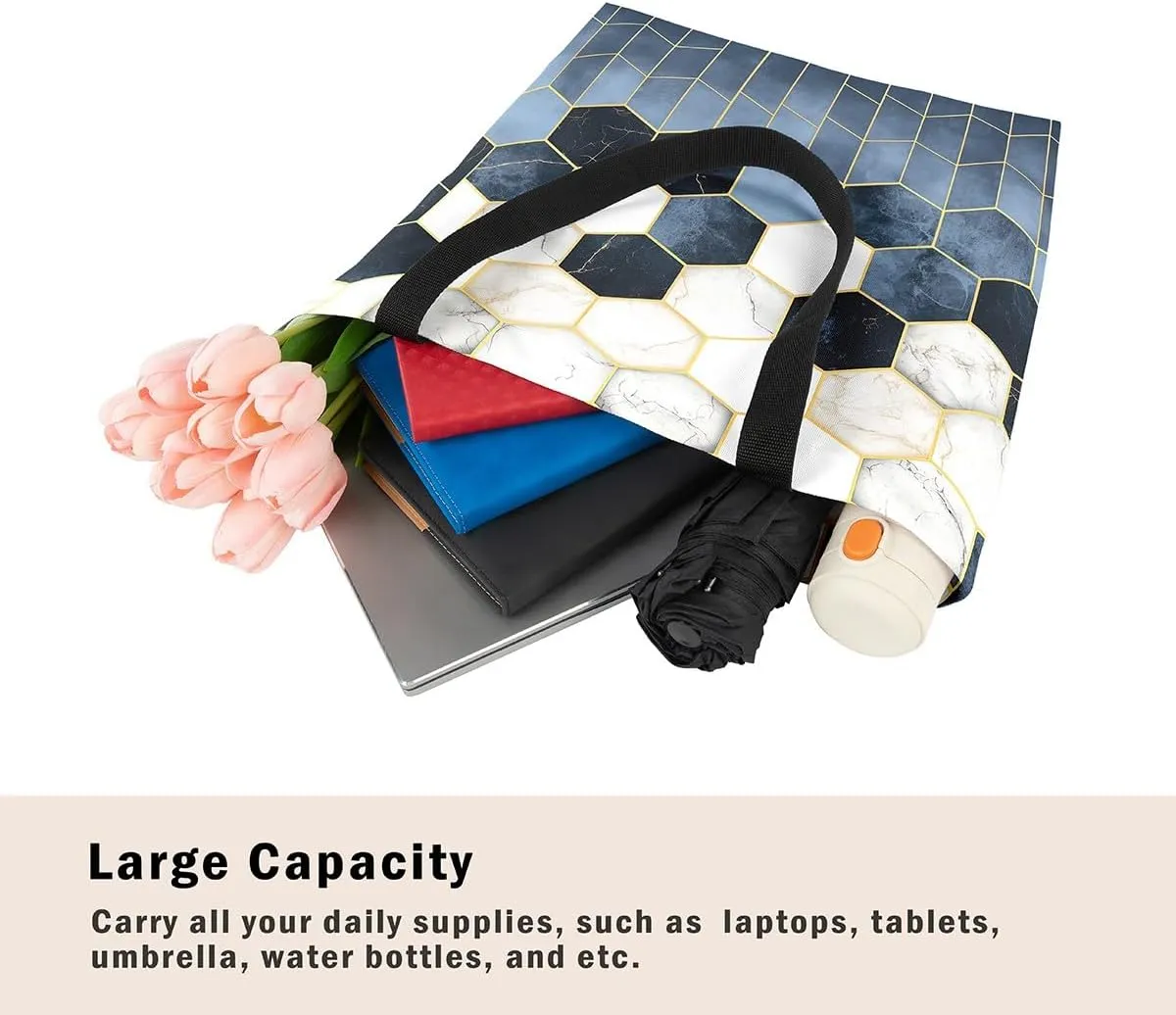 Guitar Canvas Tote Bag for Women,Music Stringed Instruments Large Capacity Gym Bag Flaming Grocery Shoulder Bag