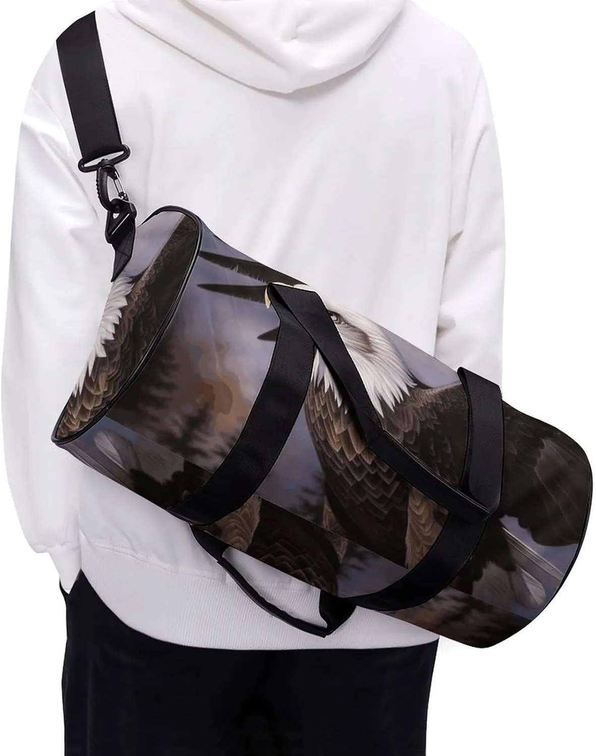 Gym Bag for Men Women Bald Eagle Duffel Bag Overnight Bag with Compartment Gym Sackpac