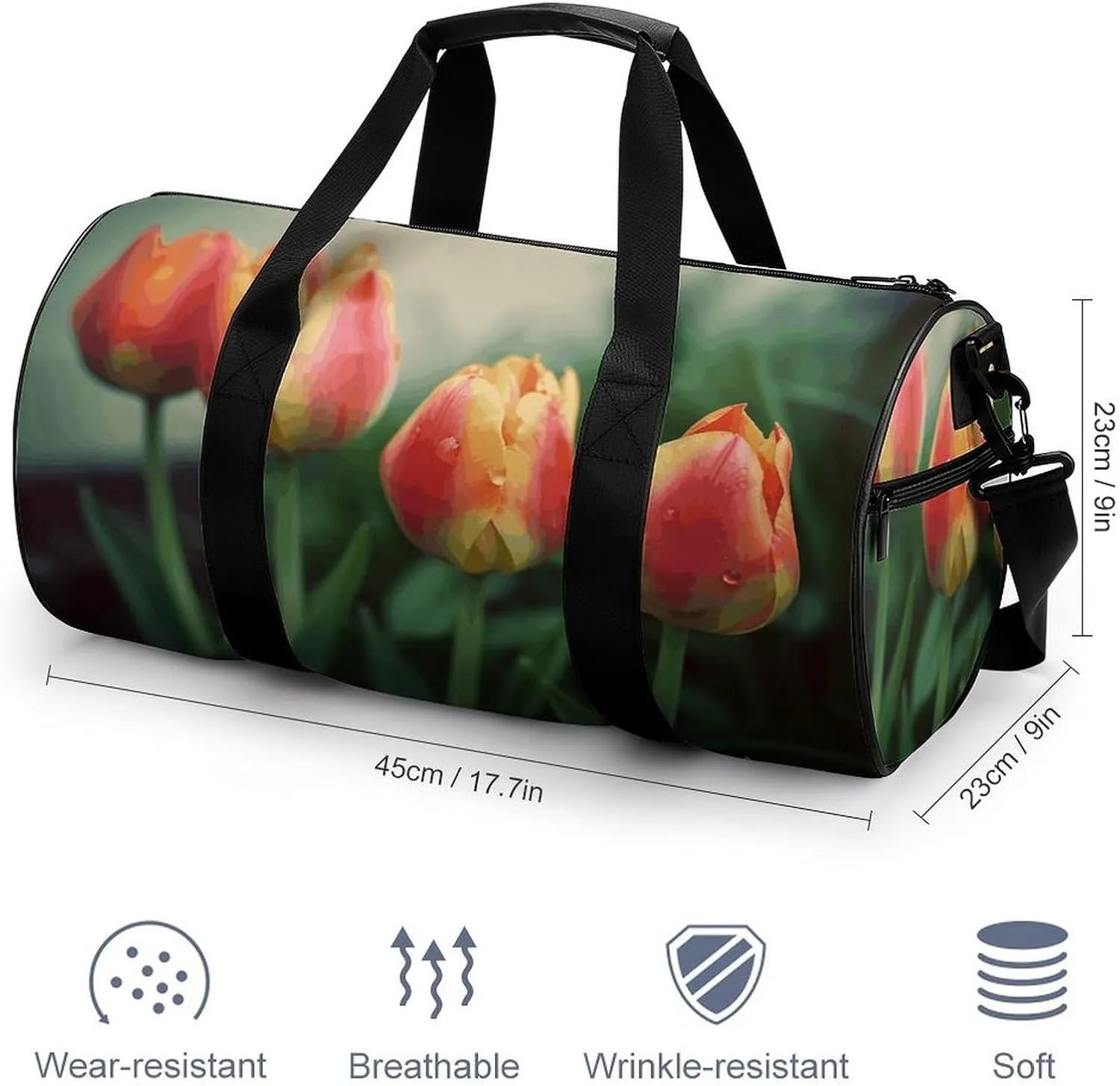 Gym Bag for Men Women Four Flower Duffel Bag Overnight Bag with Compartment Gym Sackpac