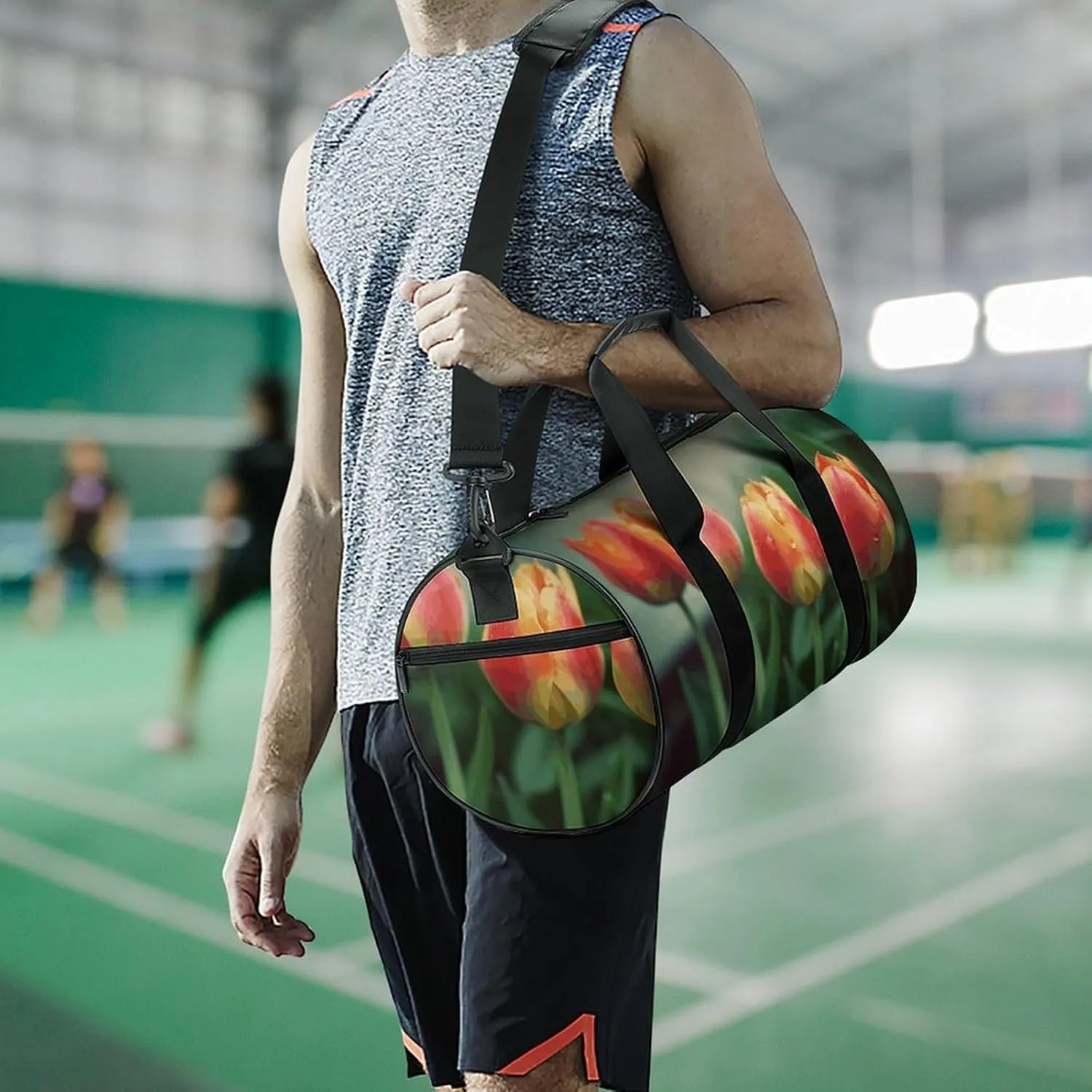 Gym Bag for Men Women Four Flower Duffel Bag Overnight Bag with Compartment Gym Sackpac