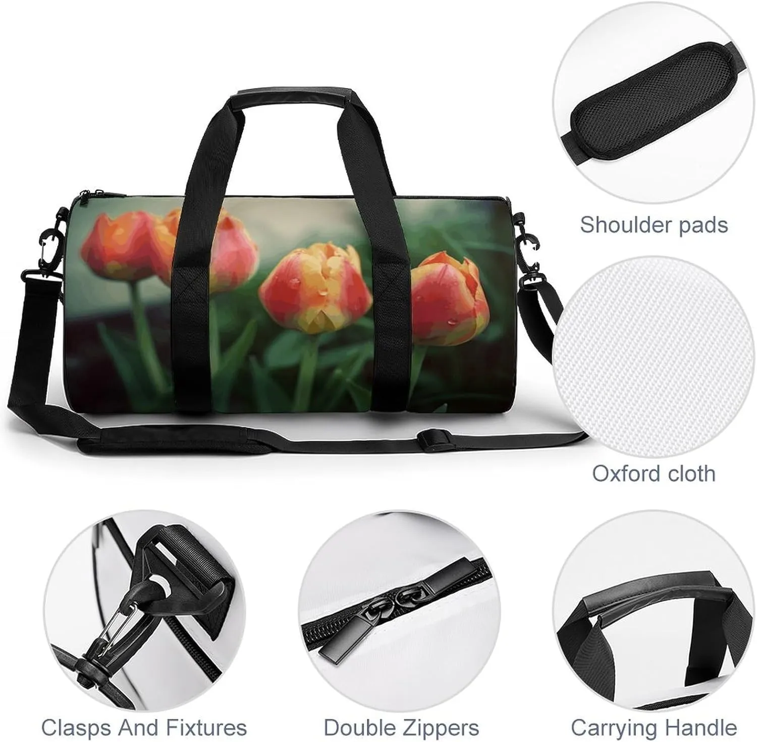 Gym Bag for Men Women Four Flower Duffel Bag Overnight Bag with Compartment Gym Sackpac