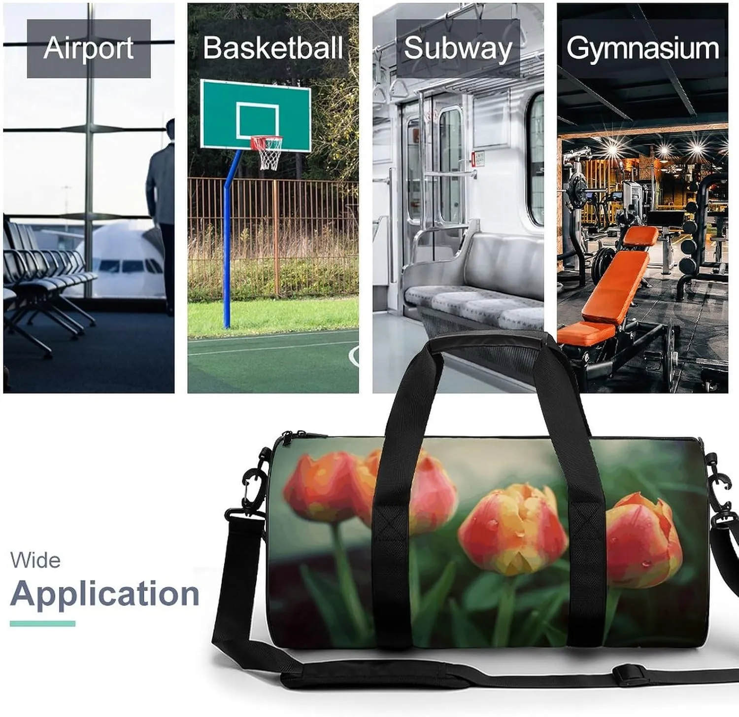 Gym Bag for Men Women Four Flower Duffel Bag Overnight Bag with Compartment Gym Sackpac