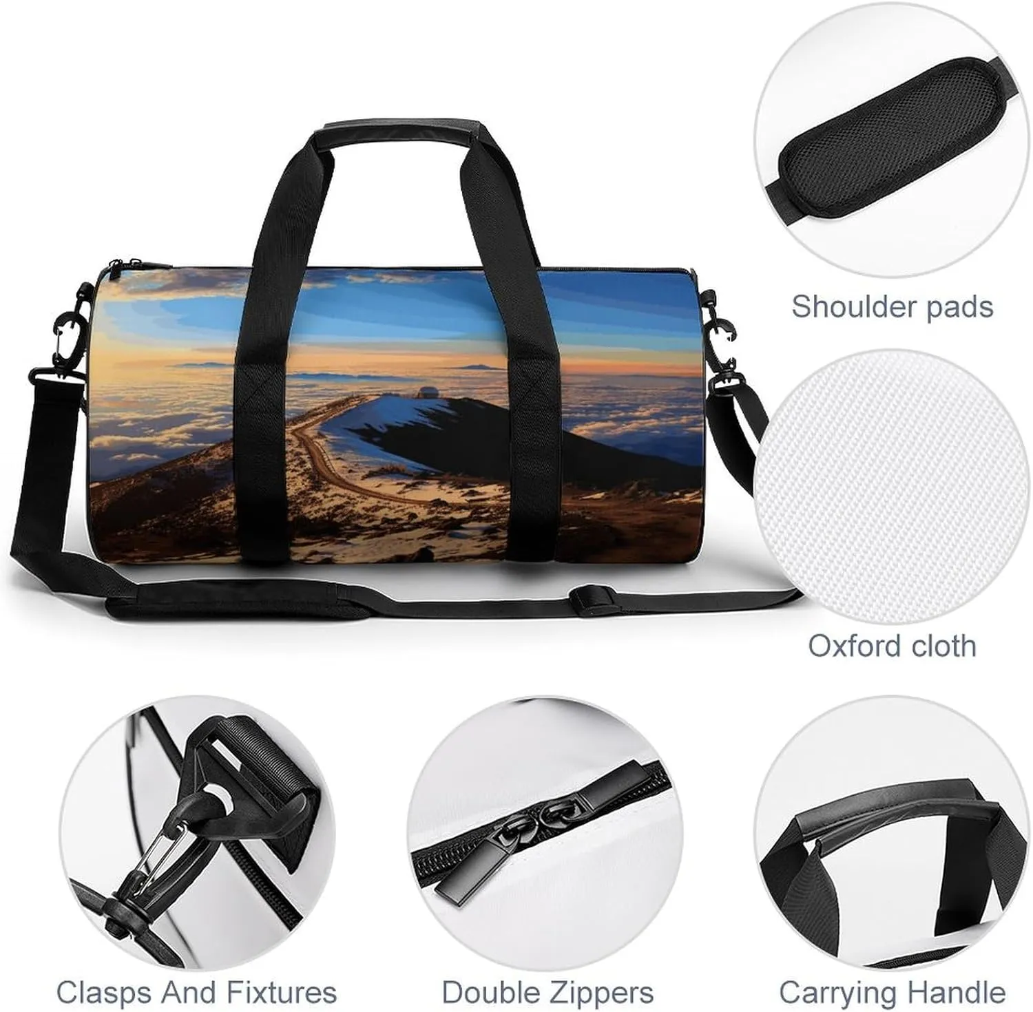 Gym Bag for Men Women Mauna Kea Summit Sunset Duffel Bag Overnight Bag with Compartment Gym Sackpac