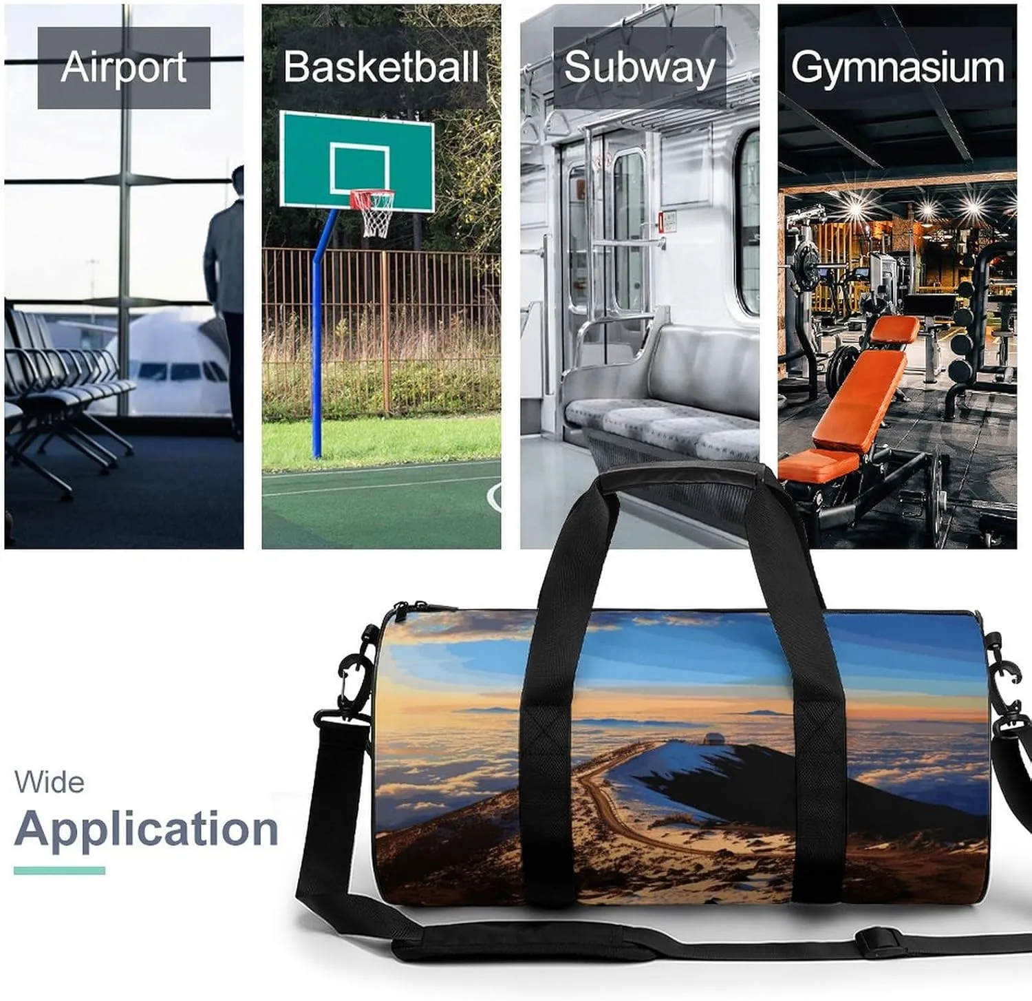 Gym Bag for Men Women Mauna Kea Summit Sunset Duffel Bag Overnight Bag with Compartment Gym Sackpac