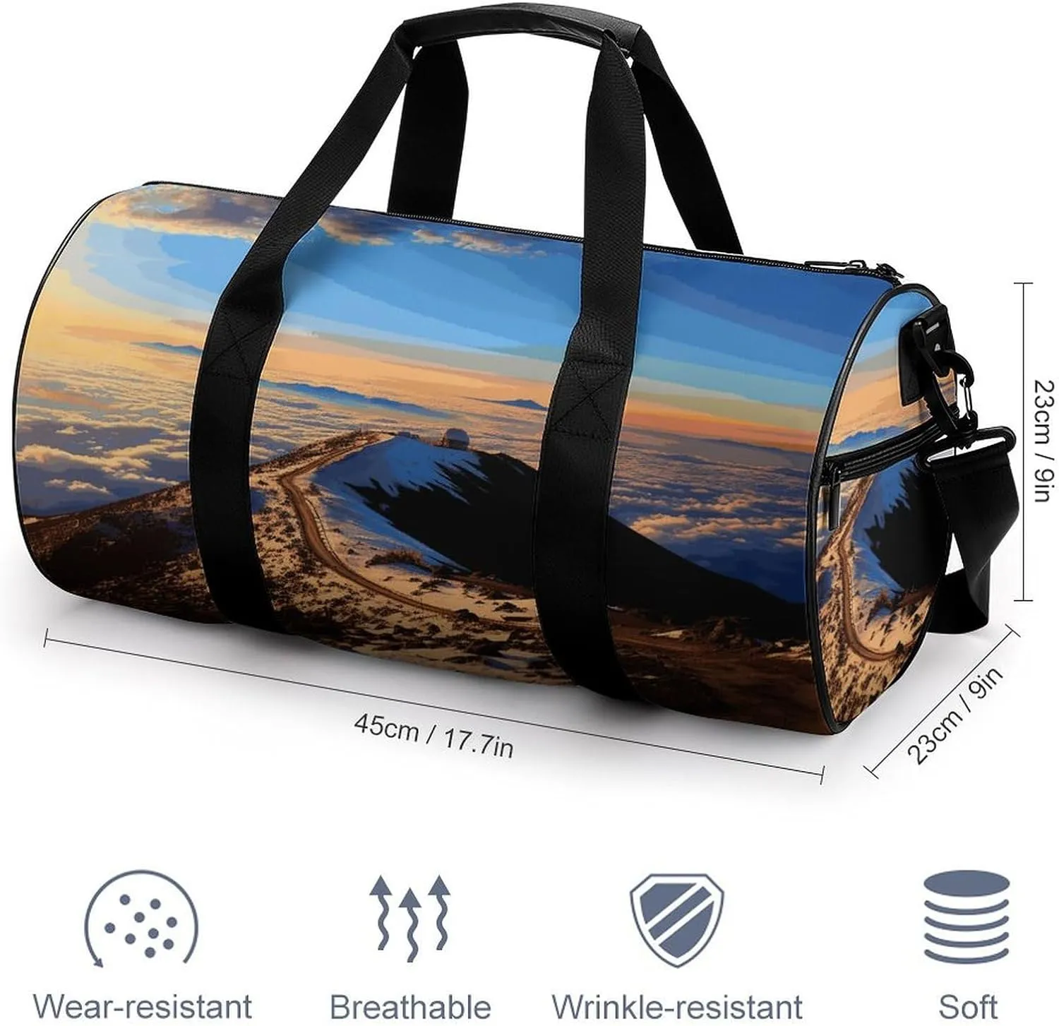 Gym Bag for Men Women Mauna Kea Summit Sunset Duffel Bag Overnight Bag with Compartment Gym Sackpac