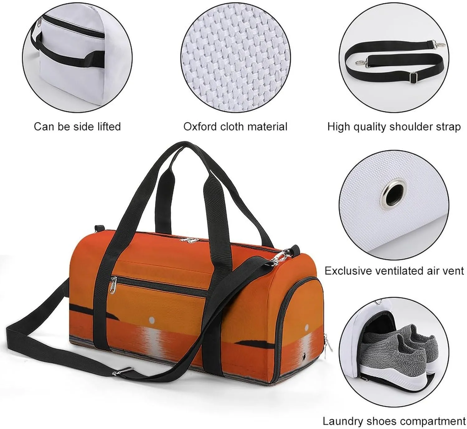 Gym Bag Sunset over Water Duffel Bag for Men Women Travel Overnight Bag with Shoe Compartment Workout Bags