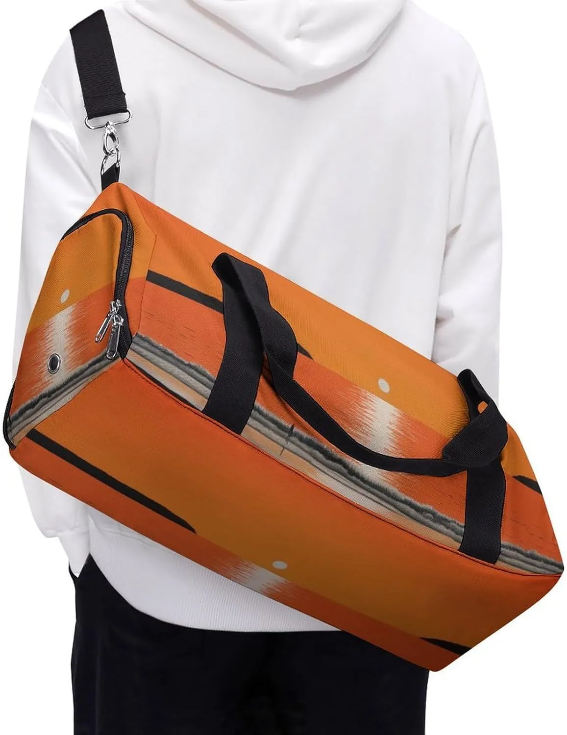 Gym Bag Sunset over Water Duffel Bag for Men Women Travel Overnight Bag with Shoe Compartment Workout Bags