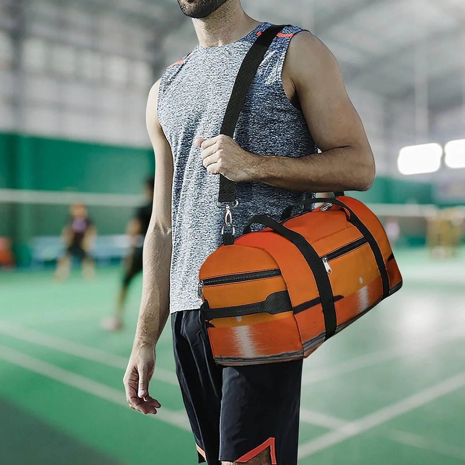 Gym Bag Sunset over Water Duffel Bag for Men Women Travel Overnight Bag with Shoe Compartment Workout Bags