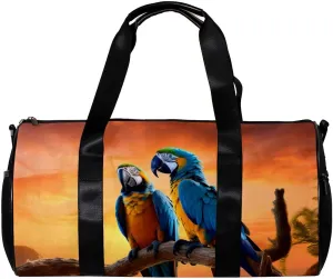 Gym Bags for Men,Travel Duffel Bags for Women,African Grassland Sunset Parrot,Workout Bag