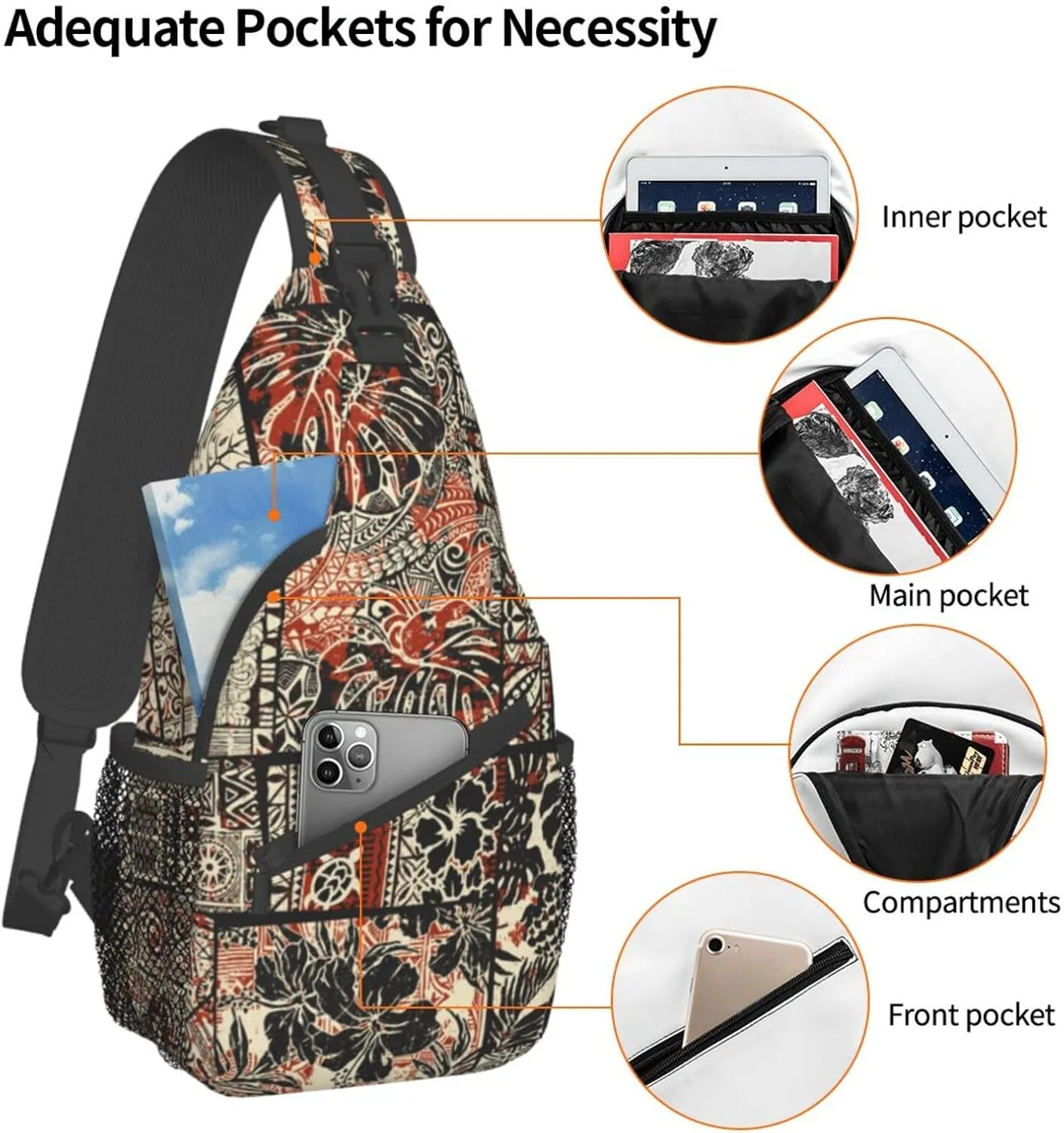Hawaii Crossbody Bag Beach Shoulder Bag Backpack Hawaiian Sling Bag Chest Casual Daypack Bag for Hawaii