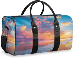 Hawaiian Ses Travel Duffle Bag for Women Men Gym Duffel Foldable Bag Waterproof Weekender Color Sunset Duffle Tote