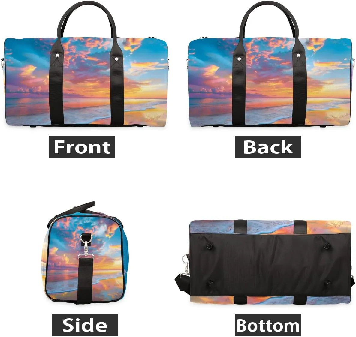 Hawaiian Ses Travel Duffle Bag for Women Men Gym Duffel Foldable Bag Waterproof Weekender Color Sunset Duffle Tote