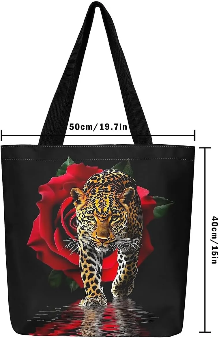Highland Cow Canvas Tote Bag for Women,Cowboy Farm Animals Foldable Handbag