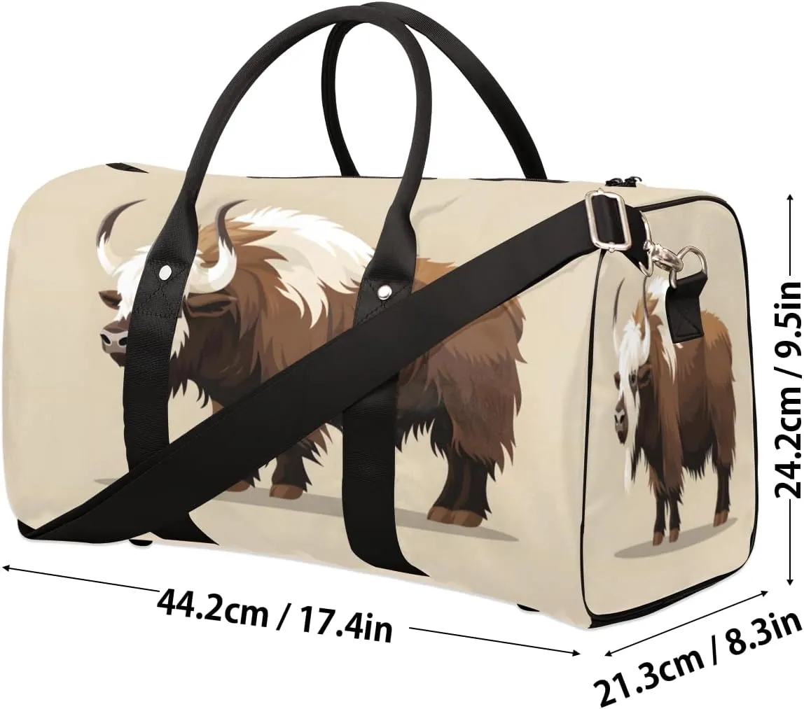 Highland Cow Travel Duffle Bag, Sports Gym Bags for Women Men, Carry On Weekender Overnight Bag, Bull Animal Funny Country Workout Hospital Airplane Trips Bag