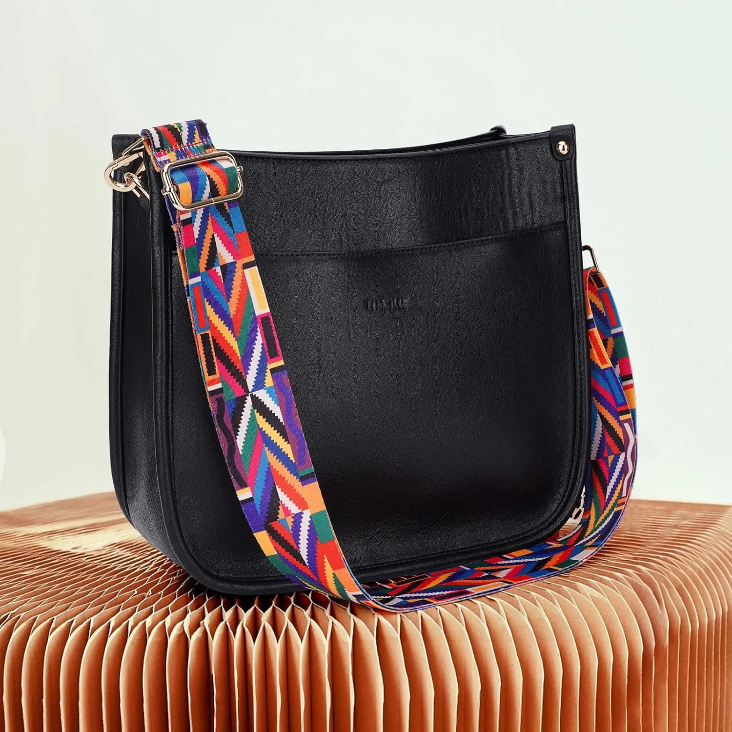 HKCLUF Crossbody Bag Purse for Women 2PCS/Set Leather Hobo Handbag Wallet Set With 2Adjustable Guitar Strap Shoulder Bag