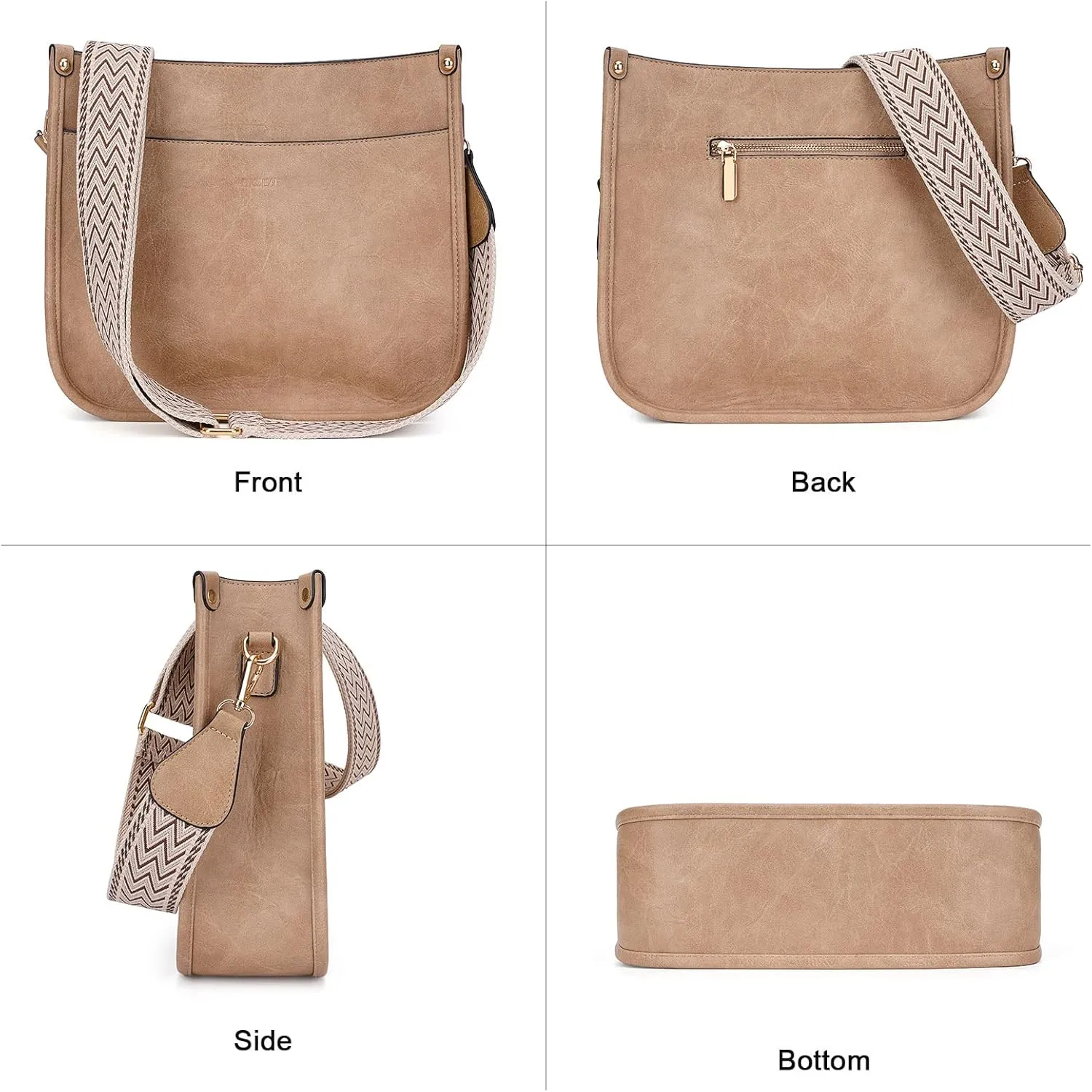 HKCLUF Crossbody Bag Purse for Women 2PCS/Set Leather Hobo Handbag Wallet Set With 2Adjustable Guitar Strap Shoulder Bag