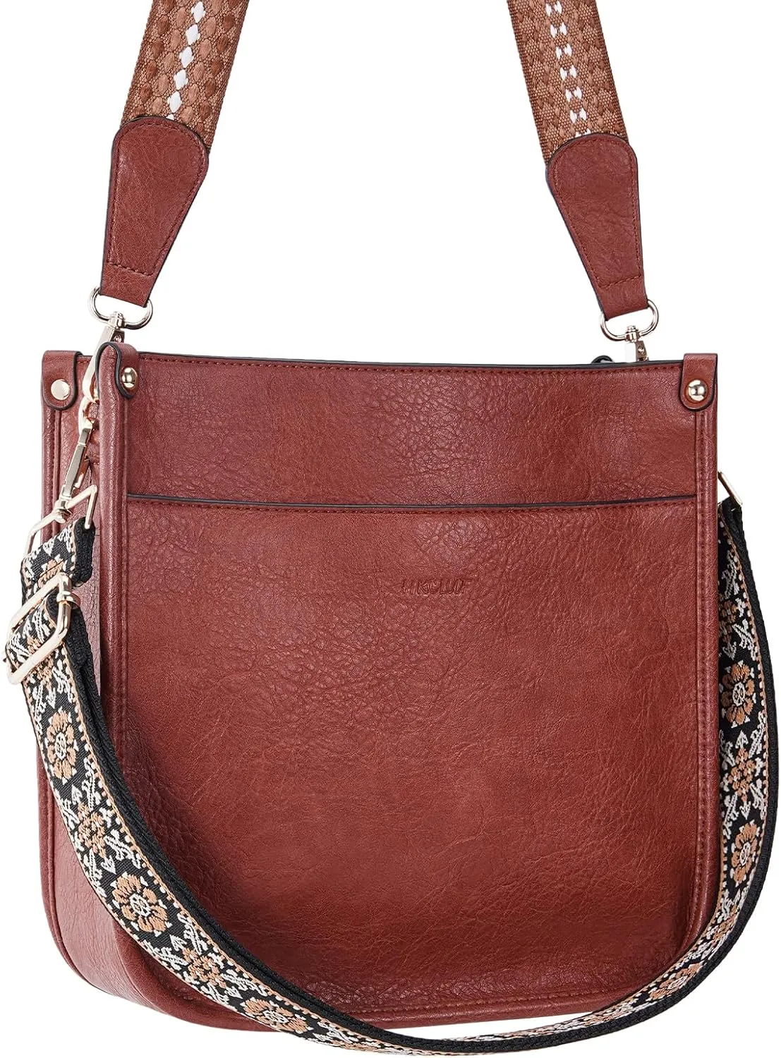 HKCLUF Crossbody Bag Purse for Women 2PCS/Set Leather Hobo Handbag Wallet Set With 2Adjustable Guitar Strap Shoulder Bag