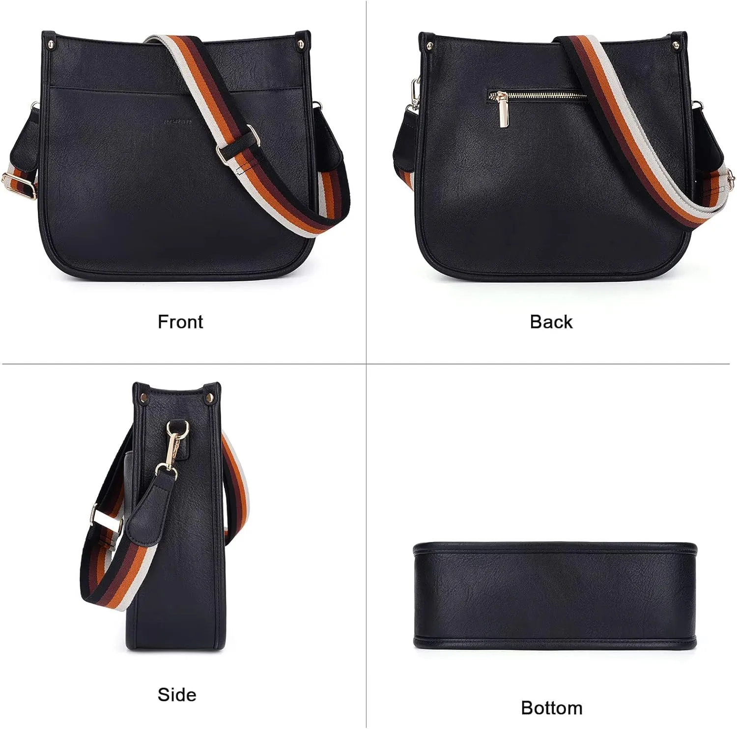 HKCLUF Crossbody Bag Purse for Women 2PCS/Set Leather Hobo Handbag Wallet Set With 2Adjustable Guitar Strap Shoulder Bag