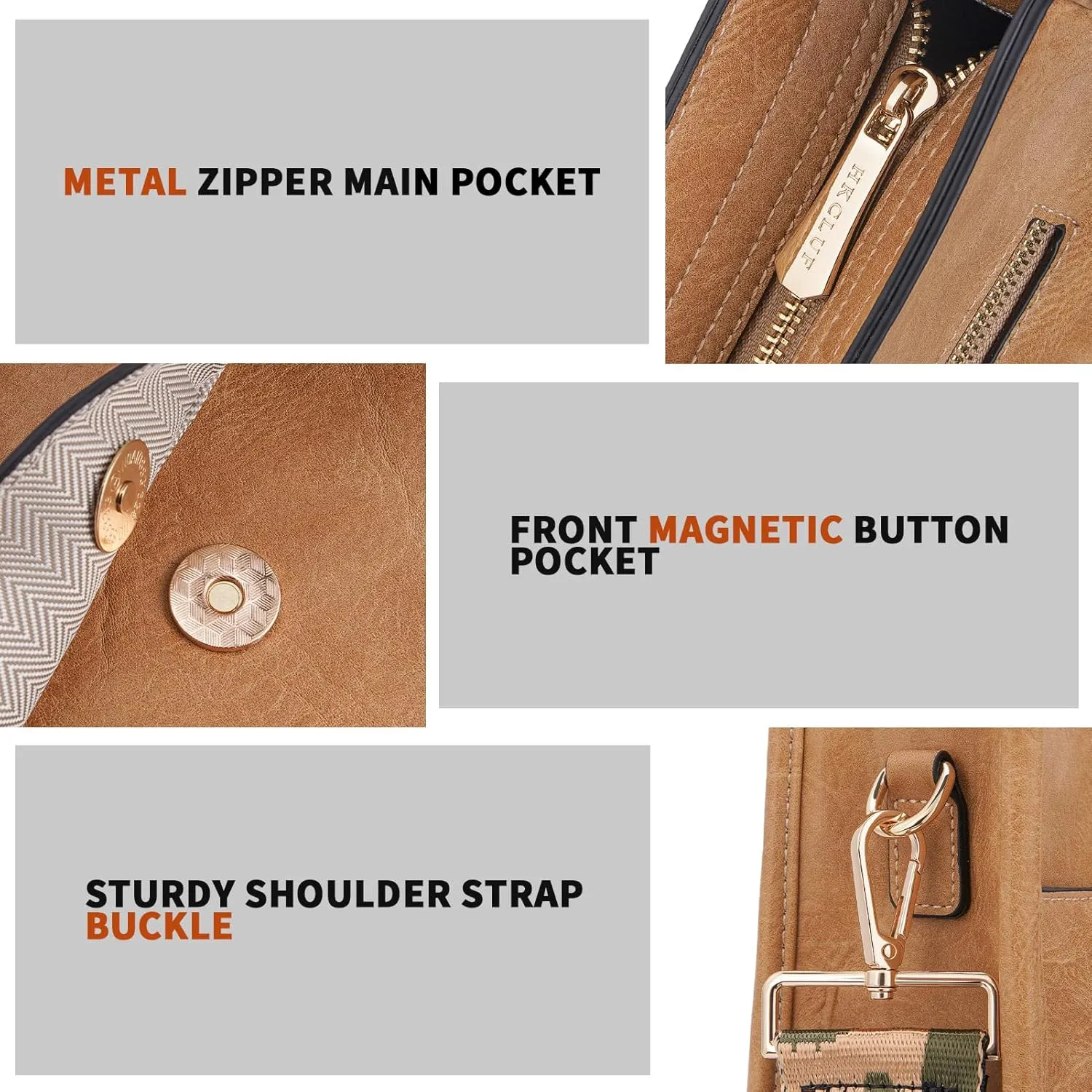HKCLUF Crossbody Bags for Women Trendy Vegan Leather Hobo Handbags With 2PCS Adjustable Guitar Strap Shoulder Bucket Bags