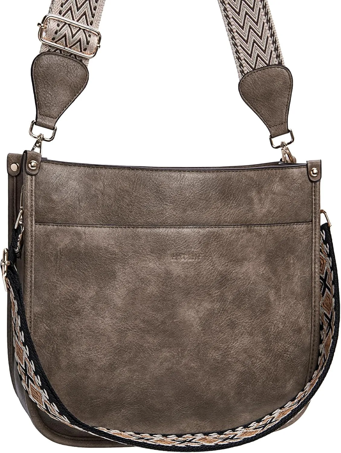 HKCLUF Crossbody Bags for Women Trendy Vegan Leather Hobo Handbags With 2PCS Adjustable Guitar Strap Shoulder Bucket Bags