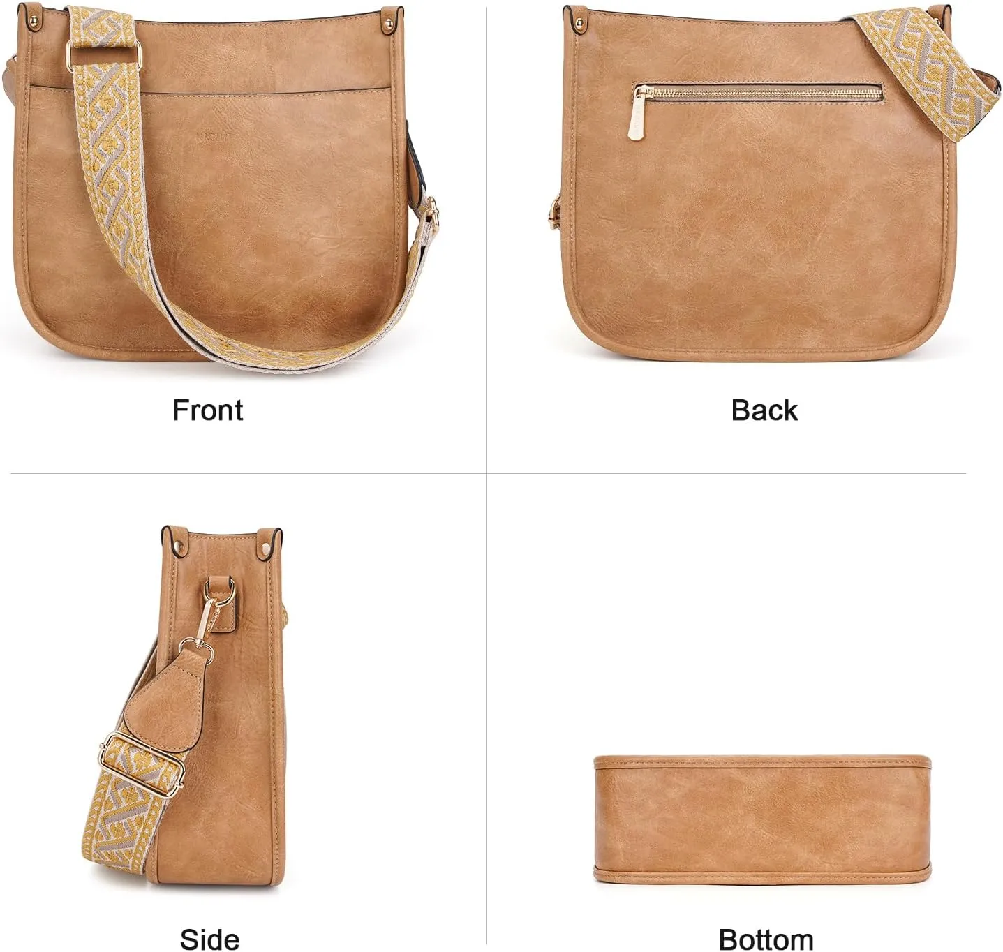 HKCLUF Crossbody Bags for Women Trendy Vegan Leather Hobo Handbags With 2PCS Adjustable Guitar Strap Shoulder Bucket Bags