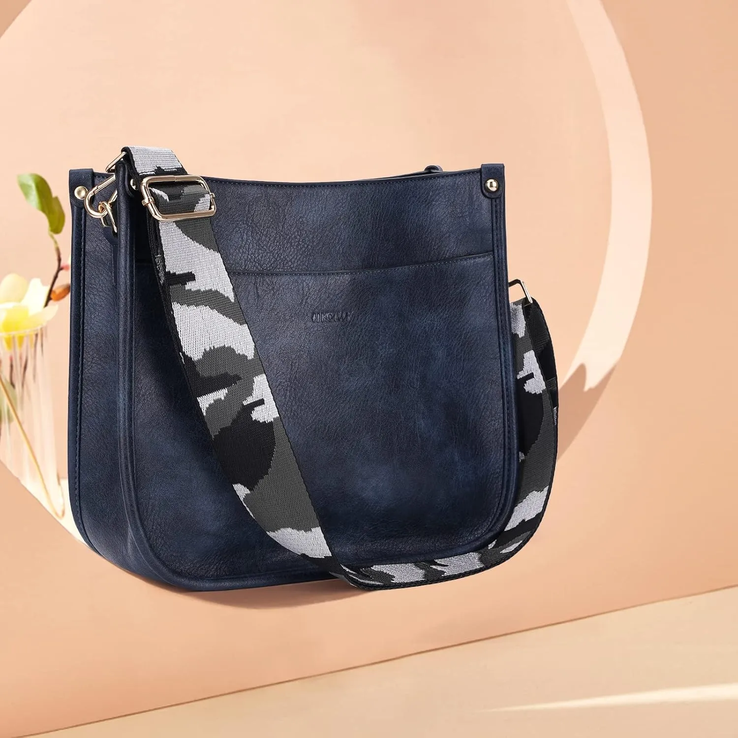 HKCLUF Crossbody Bags for Women Trendy Vegan Leather Hobo Handbags With 2PCS Adjustable Guitar Strap Shoulder Bucket Bags
