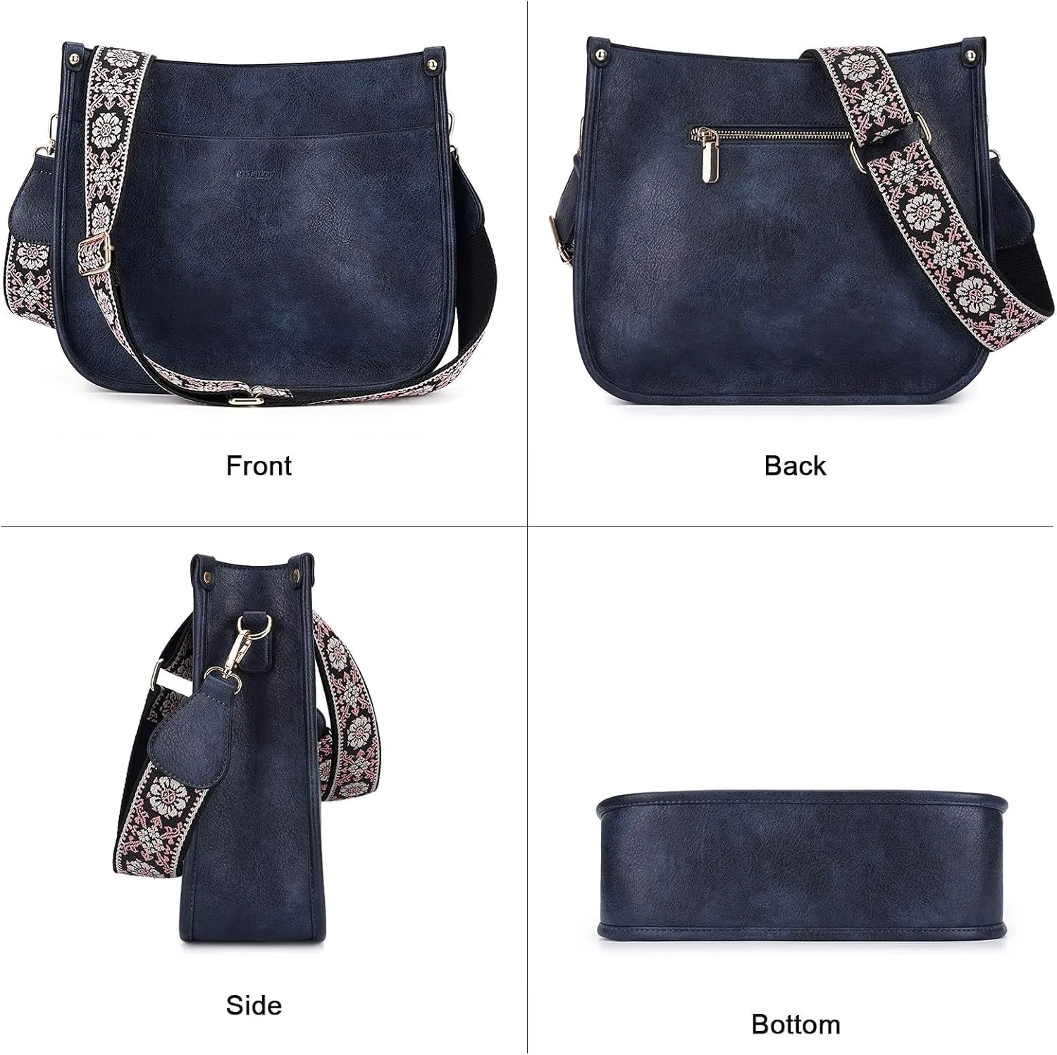 HKCLUF Crossbody Bags for Women Trendy Vegan Leather Hobo Handbags With 2PCS Adjustable Guitar Strap Shoulder Bucket Bags