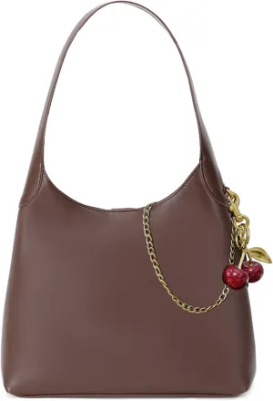 Hobo Bags for Women Vegan Leather Shoulder Bag Slouchy Designer Handbags Trendy Cherry Fall Purse