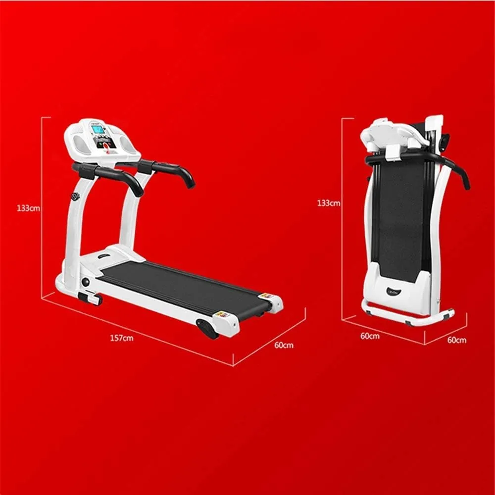 Home Fitness Treadmill Small Ultra-Quiet Shock-Absorbing Mini Slimming Folding Treadmill Indoor Sports Equipment Foldable Electric Treadmill Easy to Operate (Color (White 157x60x133cm)