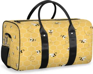 Honey Bee Bumblebee Travel Duffle Bag, Sports Gym Bags for Women Men, Carry On Weekender Overnight Workout Airplane Trips Bag